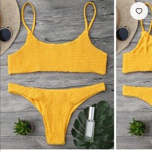 Yellow smocked bikini